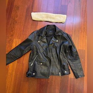 Bershka Black Faux Leather Biker Jacket